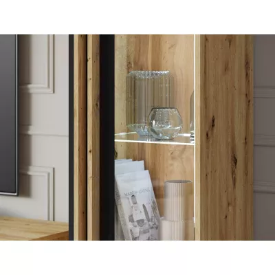 Stena do obývačky POULSBO 2 - congo / čierna grafitová + LED osvetlenie ZDARMA