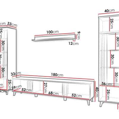 Stena do obývačky POULSBO 2 - čierna grafitová + LED osvetlenie ZDARMA
