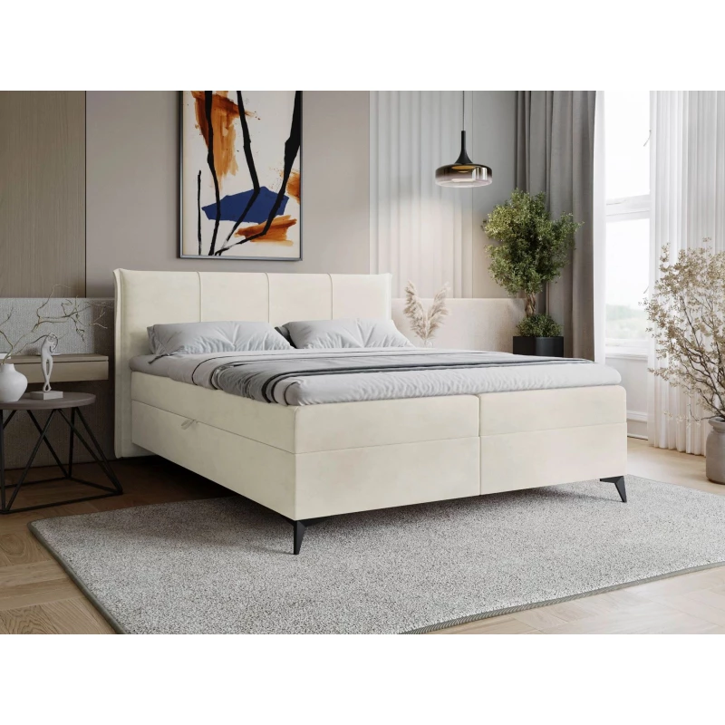 Čalúnená kontinentálna posteľ 140x200 PASCO - špinavá biela + topper ZDARMA