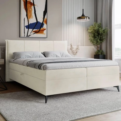 Čalúnená kontinentálna posteľ 160x200 PASCO - špinavá biela + topper ZDARMA