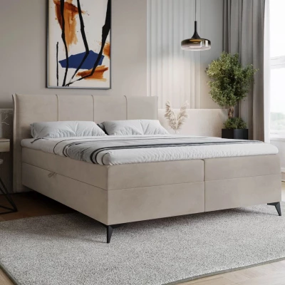 Čalúnená kontinentálna posteľ 180x200 PASCO - béžovohnedá + topper ZDARMA