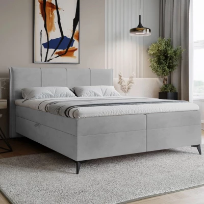 Čalúnená kontinentálna posteľ 180x200 PASCO - svetlá šedá + topper ZDARMA