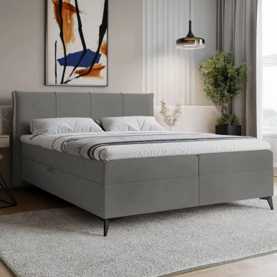 Čalúnená kontinentálna posteľ 180x200 PASCO - tmavá šedá + topper ZDARMA