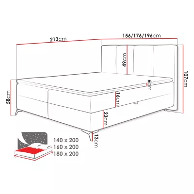 Čalúnená kontinentálna posteľ 140x200 PASCO - špinavá biela + topper ZDARMA