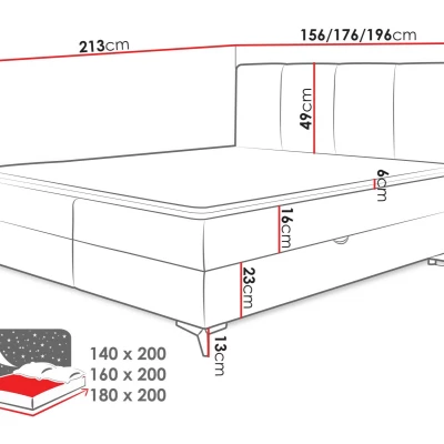 Čalúnená kontinentálna posteľ 180x200 PASCO - špinavá biela + topper ZDARMA