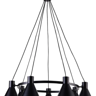 Moderný závesný luster na lanku MORE - 7xE27, 40W, čierny / zlatý