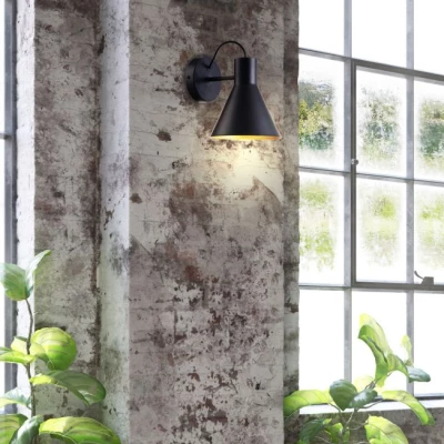 Moderná nástenná lampa MORE - 1xE27, 40W, čierna / zlatá