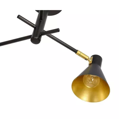 Trojramenný luster v loftovom štýle LESS - 3xE14, 40W, čierny / zlatý