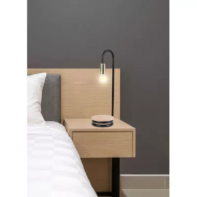 Stolová lampička ABI - 1xE14, 40W, čierna / zlatá / hnedá