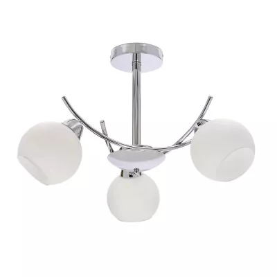 Moderné závesné trojramenné osvetlenie AMOS - 3xE27, 40W, chrómované / biele