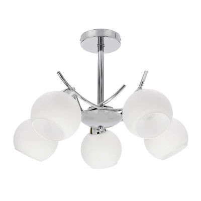 Moderné závesné päťramenné osvetlenie AMOS - 5xE27, 40W, chrómované / biele
