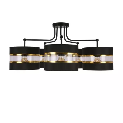 Závesné moderné osvetlenie ANDY - 5xE27, 40W, zlaté/číre/čierne