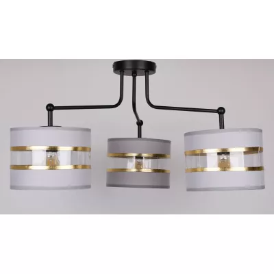 Závesné moderné osvetlenie ANDY - 3xE27, 40W, zlaté/číre/šedé