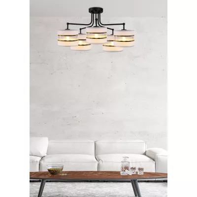 Závesné moderné osvetlenie ANDY - 5xE27, 40W, zlaté/číre/čierne