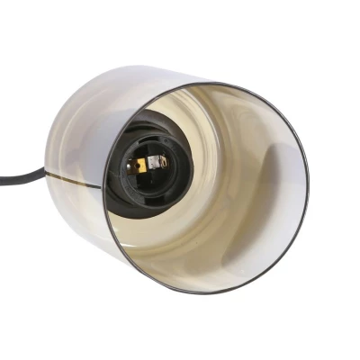 Závesné moderné svetlo nad jedálenský stôl ASPRA - 2xE27, 60W, čierne / jantárové