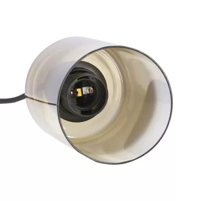 Závesné moderné svetlo nad jedálenský stôl ASPRA - 2xE27, 60W, čierne / jantárové