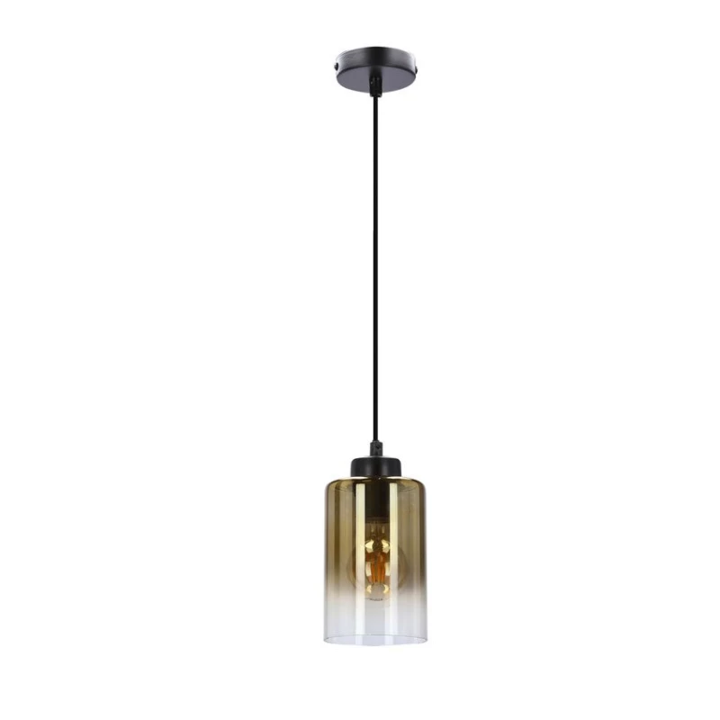 Závesné moderné svetlo ASPRA - 1xE27, 60W, čierne / jantárové