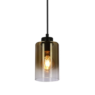 Závesné moderné svetlo ASPRA - 1xE27, 60W, čierne / jantárové