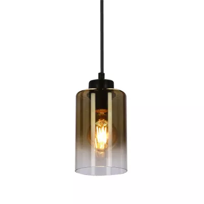 Závesné moderné svetlo ASPRA - 1xE27, 60W, čierne / jantárové