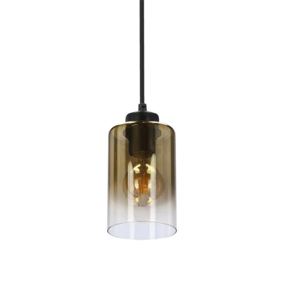Závesné moderné svetlo ASPRA - 1xE27, 60W, čierne / jantárové
