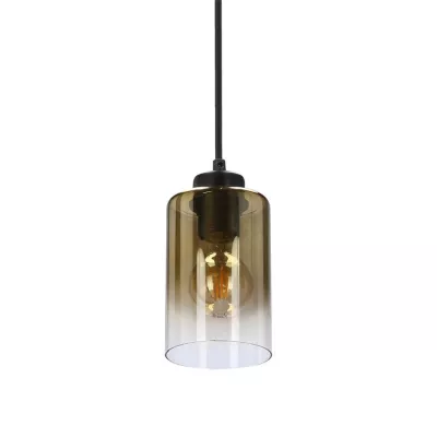 Závesné moderné svetlo ASPRA - 1xE27, 60W, čierne / jantárové