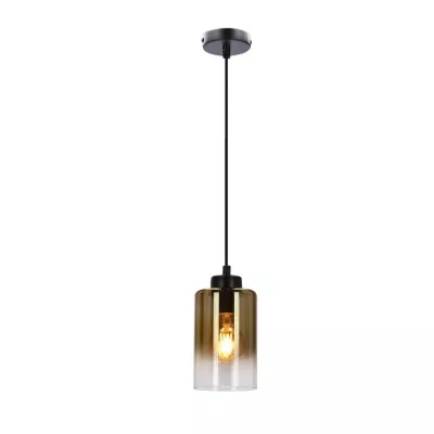 Závesné moderné svetlo ASPRA - 1xE27, 60W, čierne / jantárové