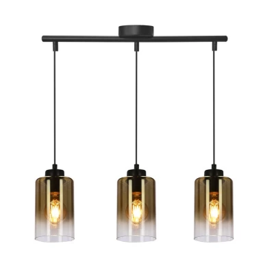 Závesné moderné svetlo nad jedálenský stôl ASPRA - 3xE27, 60W, čierne / jantárové