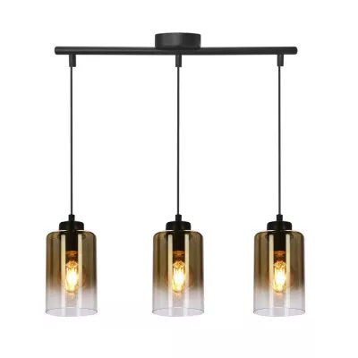 Závesné moderné svetlo nad jedálenský stôl ASPRA - 3xE27, 60W, čierne / jantárové