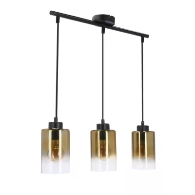 Závesné moderné svetlo nad jedálenský stôl ASPRA - 3xE27, 60W, čierne / jantárové