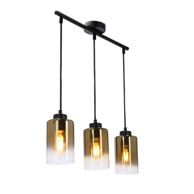 Závesné moderné svetlo nad jedálenský stôl ASPRA - 3xE27, 60W, čierne / jantárové