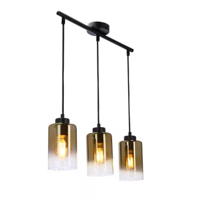 Závesné moderné svetlo nad jedálenský stôl ASPRA - 3xE27, 60W, čierne / jantárové