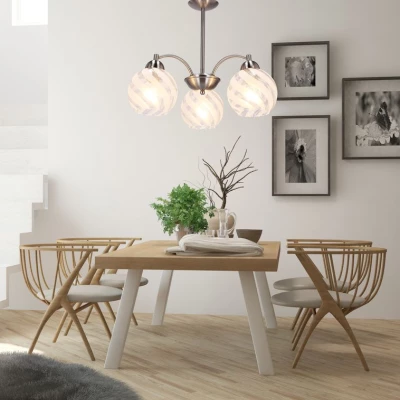 Závesné osvetlenie na reťazi BAIDA - 3xE27, 60W, strieborné / číre