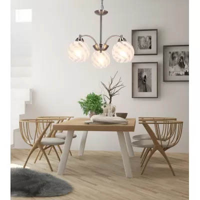 Závesné osvetlenie na reťazi BAIDA - 3xE27, 60W, strieborné / číre