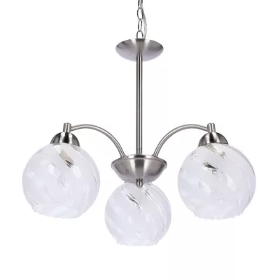 Závesné osvetlenie na reťazi BAIDA - 3xE27, 60W, strieborné / číre