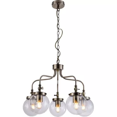 Závesný päťramenný luster na reťazi BALLET - 5xE27, 40W, patina