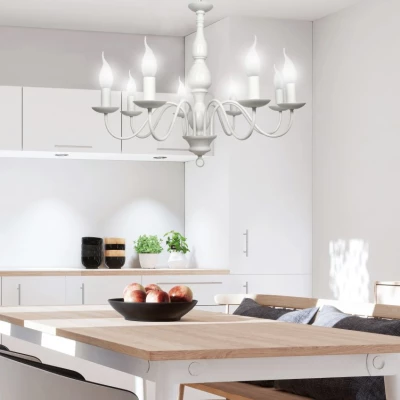 Honosný závesný osemramenný luster na reťazi BELLAGIO - 8xE14, 40W, krémový