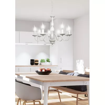 Honosný závesný osemramenný luster na reťazi BELLAGIO - 8xE14, 40W, krémový
