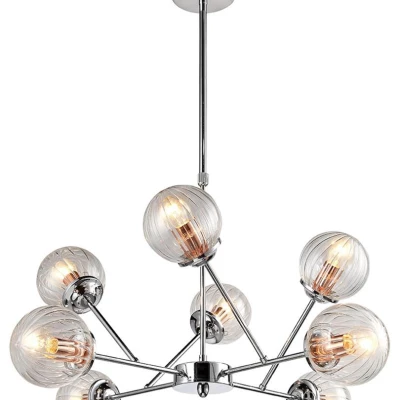Závesné moderné osvetlenie BEST - 8xE14, 40W, chrómované / medené