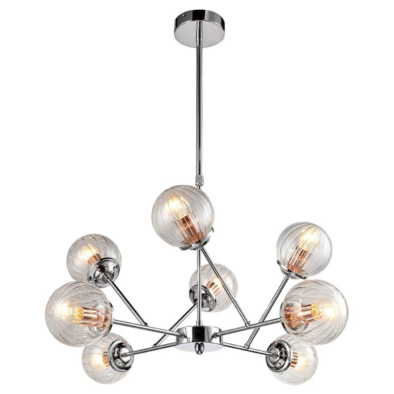 Závesné moderné osvetlenie BEST - 8xE14, 40W, chrómované / medené