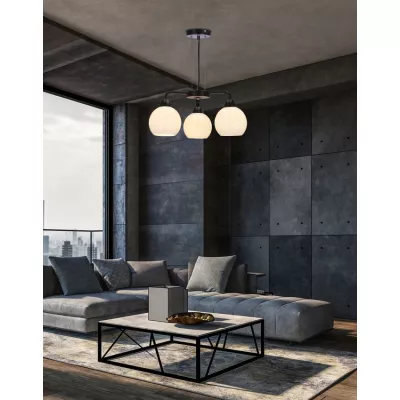 Závesné trojramenné moderné osvetlenie CALDERA - 3xE27, 60W, čierne / biele