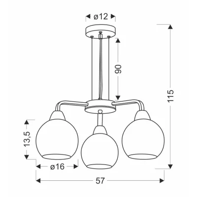Závesné trojramenné moderné osvetlenie CALDERA - 3xE27, 60W, čierne / biele