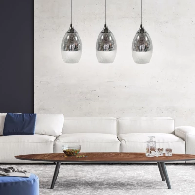 Závesné moderné svietidlo nad jedálenský stôl CELIA - 3xE27, 60W, strieborné
