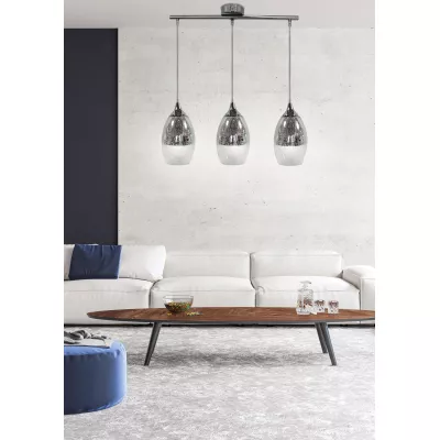 Závesné moderné svietidlo nad jedálenský stôl CELIA - 3xE27, 60W, strieborné