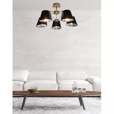 Závesné moderné päťramenné svetlo CORTEZ, 5xE14, 40W, patina / čierne