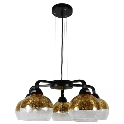 Dizajnové závesné osvetlenie CROMINA - 5xE27, 60W, čierne / zlaté