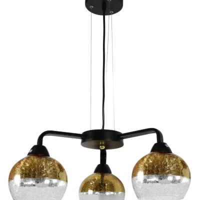 Dizajnové závesné osvetlenie CROMINA - 3xE27, 60W, čierne / zlaté