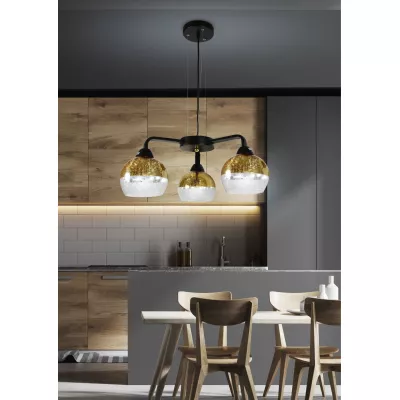 Dizajnové závesné osvetlenie CROMINA - 3xE27, 60W, čierne / zlaté