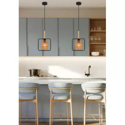 Závesné škandinávske osvetlenie CROWN - 1xE27, 40W, čierne / béžové