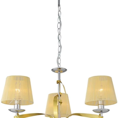 Moderné závesné trojramenné osvetlenie DIVA - 3xE14, 40W, chrómované / zlaté