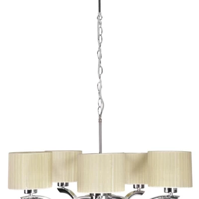 Závesné päťramenné osvetlenie DRAGA - 5xE27, 60W, chrómované / krémové